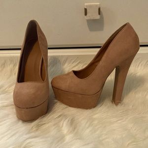 Tan suede heels